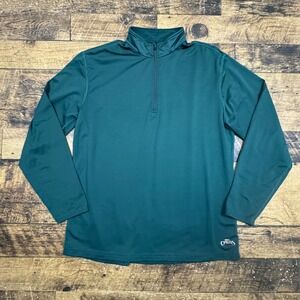 READ Hot Chillys Mens Long Sleeve Quarter Zip Pullover Shirt Green Casual Size L